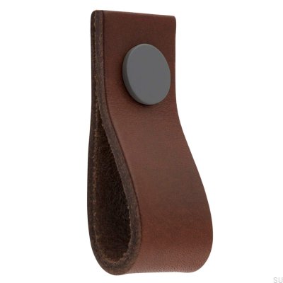 Pomo para muebles de cuero Loop Ari, marrón y gris
