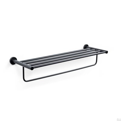Toallero Toulon de metal con estante, negro mate