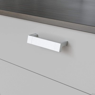 Tirador para mueble alargado Båstad 128, plata cepillada