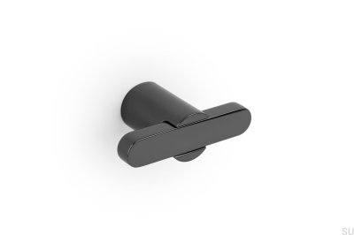 Perilla para muebles Fusion con barra en T, color negro, titanio pulido