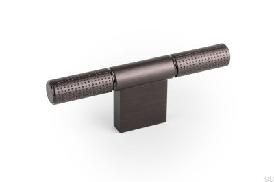 Perilla para muebles con punta en T de aluminio y titanio negro 