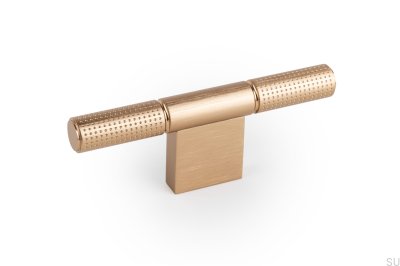 Pomo para muebles de aluminio con barra en T, cava cepillado dorado