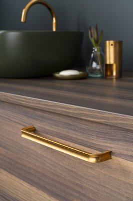 Tirador para mueble alargado Lipp 192, oro cepillado, cava