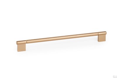 Tirador para mueble rectangular Point 320, oro cepillado y cava