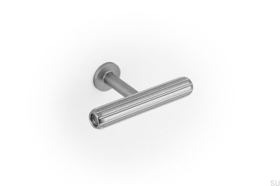 Pomo para muebles T-Bar Rille Mini Aluminio Plata Cepillada