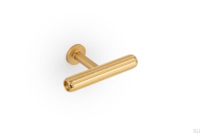 Pomo para mueble T-Bar Rille Mini Aluminio Oro Cepillado