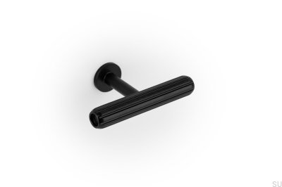 Pomo para muebles T-Bar Rille Mini de aluminio cepillado negro