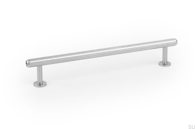 Tirador para mueble longitudinal Rille Mini 160, aluminio cepillado plata