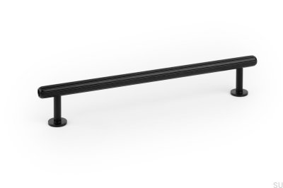 Tirador para mueble rectangular Rille Mini 160, aluminio cepillado negro