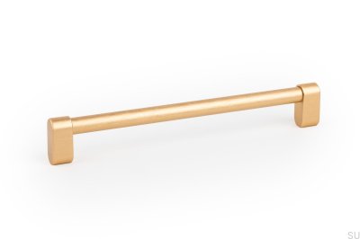 Tirador para mueble longitudinal Linkk 160, aluminio cepillado y dorado