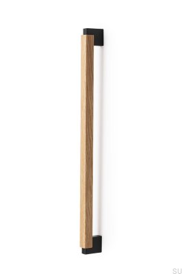 Tirador para mueble rectangular Duo Big 480, roble de madera y aluminio negro