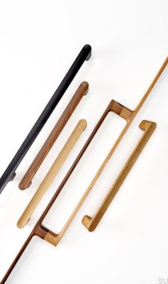 Tirador para mueble rectangular Luv Wood 384 de nogal italiano