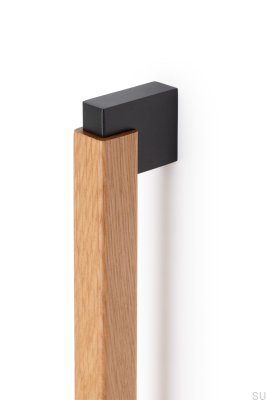Tirador para mueble rectangular Duo Big 960, Madera de roble con aluminio negro