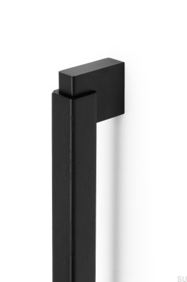 Tirador para mueble rectangular Duo Big 960, Madera, Negro con Aluminio Negro