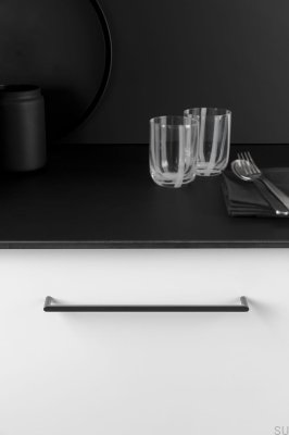 Tirador alargado para muebles Pura 256, metal, titanio negro, pulido