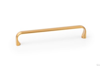 Tirador para mueble alargado Miig 160, metal, oro, cepillado, cava