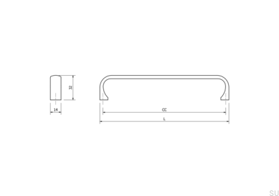 Tirador para mueble alargado Miig 160, metal, oro, cepillado, cava