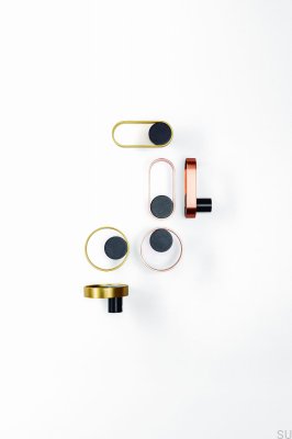Colgador de pared Orbit 75 negro y oro cepillado