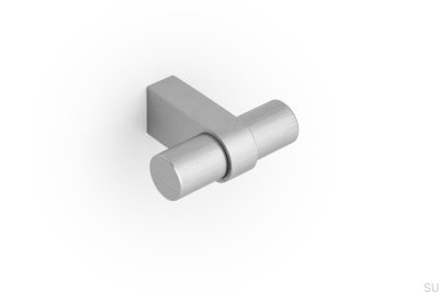 Perilla para muebles con barra en T Nobb de aluminio cepillado plateado