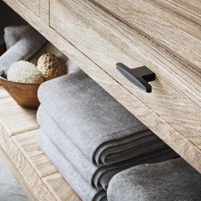 Pomo para mueble T-Bar 2570 16 Metal, Negro mate