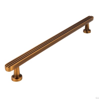 Tirador para mueble alargado 2587 192 Oro antiguo Cepillado