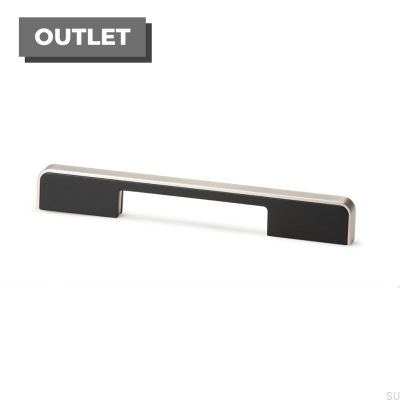 Tirador para mueble Block 160. Níquel cepillado y negro