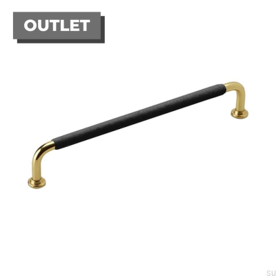 Tirador para mueble alargado 1353192 Latón Cuero Negro