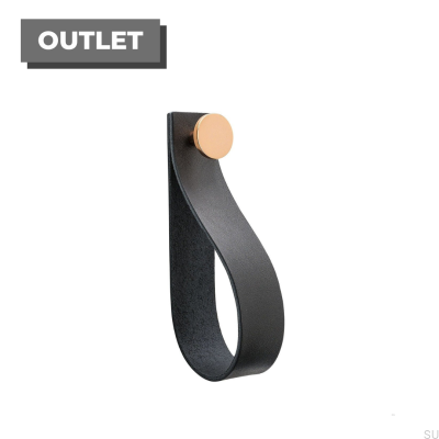 Colgador de pared Loop Strap cuero negro con cobre