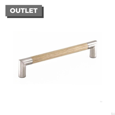 Tirador para mueble alargado 7623 192 Plata con madera de roble