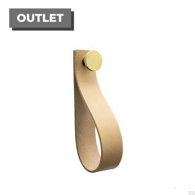 Colgador de pared de cuero natural con correa de lazo y dorado