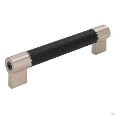Tirador para mueble alargado Al.170 128 Metal con cuero negro