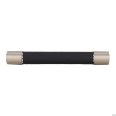 Tirador para mueble alargado Al.170 128 Metal con cuero negro