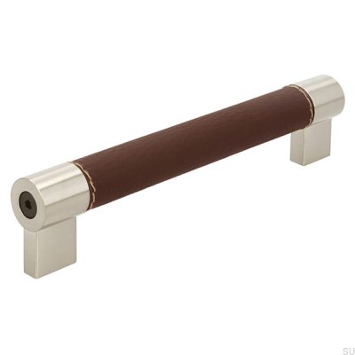 Tirador para mueble rectangular Alt. 170 160 Metal con cuero marrón