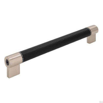 Tirador para mueble alargado Al.170 192 Metal con cuero negro