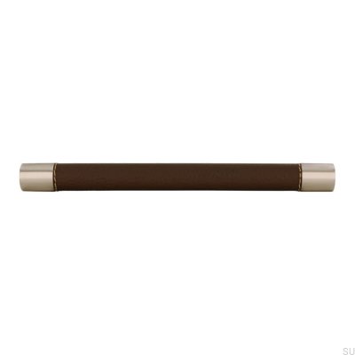 Tirador para mueble alargado Al.170 192 Metal con cuero marrón