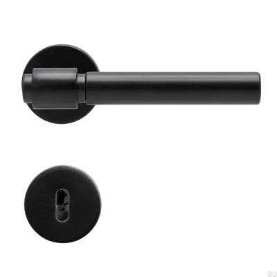 Manija de puerta escandinava estándar Helix 200 de metal liso negro