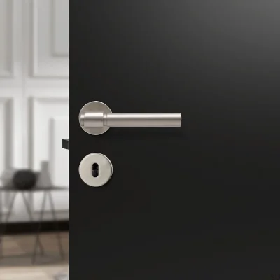 Manija de puerta escandinava estándar Helix 200 de metal liso plateado