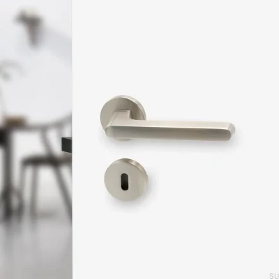 Cerradura modular con manija de puerta cepillada plateada Tavira 30