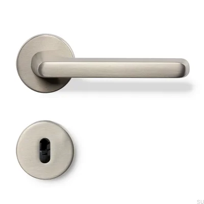 Cerradura modular con manija de puerta cepillada plateada Tavira 30