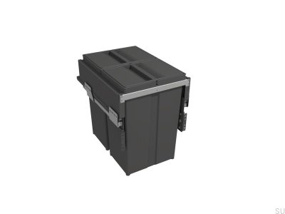 Papelera de reciclaje Wide 400, gris oscuro