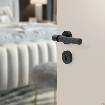 Tirador de puerta Helix Stripe 200, metal, negro, cerradura modular