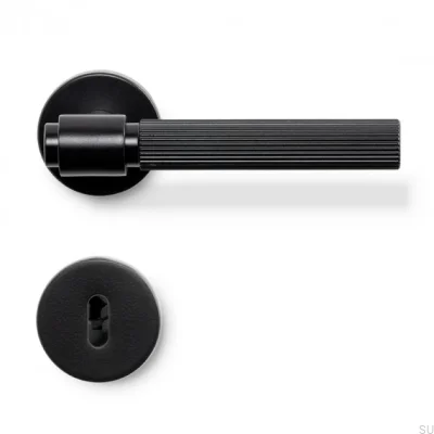 Tirador de puerta Helix Stripe 200, metal, negro, cerradura modular