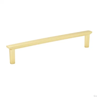 Tirador alargado para muebles Bror 160 de metal dorado cepillado