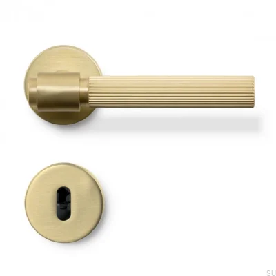 Cerradura modular con manija de puerta cepillada en oro Helix Stripe 200