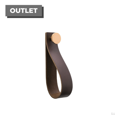 Colgador de pared Loop Strap cuero marrón con cobre
