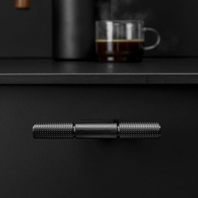 Pomo para muebles negro cepillado de aluminio con barra en T