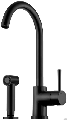 Grifo de cocina de dos orificios con ducha EVO200, Latón Negro Mate