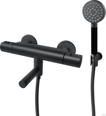 Grifo termostático de pared para bañera ARM026-150 Latón Negro Mate