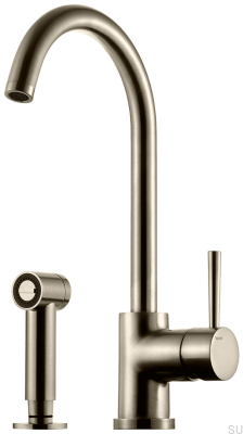 Grifo de cocina de dos orificios con ducha EVO200, Latón Níquel Cepillado