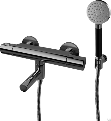 Grifo termostático de pared para bañera ARM026-150 Latón Negro Cromo